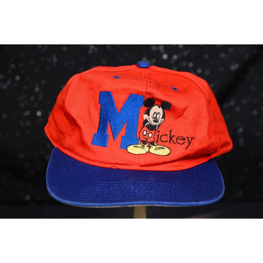 Disney Mickey Mouse Hat Cap Mens One Size Red Blue Snapback Embroidered Cartoon
